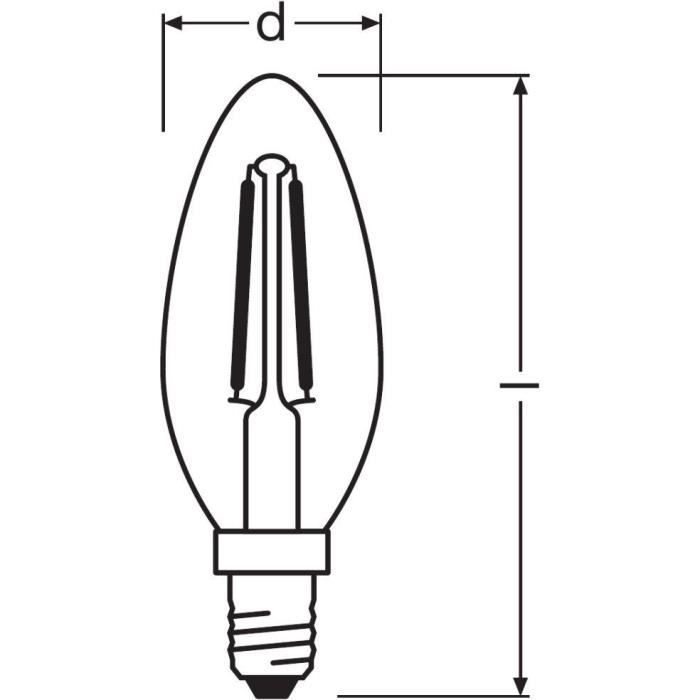 OSRAM Ampoule LED Flamme clair filament 1,5W=15 E14 chaud