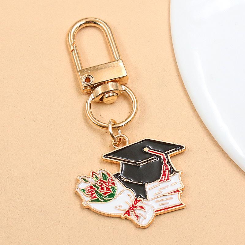 European & American Cross-Border Alloy Jewelry: Graduate's Hat & Flower Pendant Charm