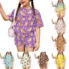Kids Casual Short Sleeve Top and Shorts Set Animal Print Lightweight Comfortable Summer Outfit for Boys and Girls