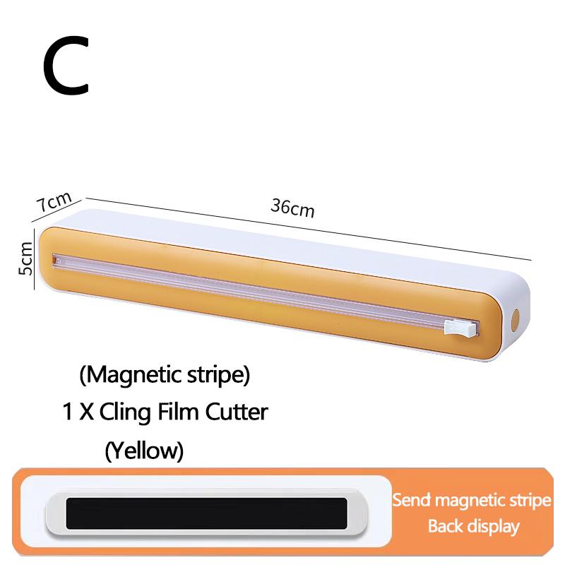 Plastic Wrap Dispenser with Slide Cutter Reusable Food Wrap Cutter Household Cling Film Cutter Refillable Cling Film Dispenser