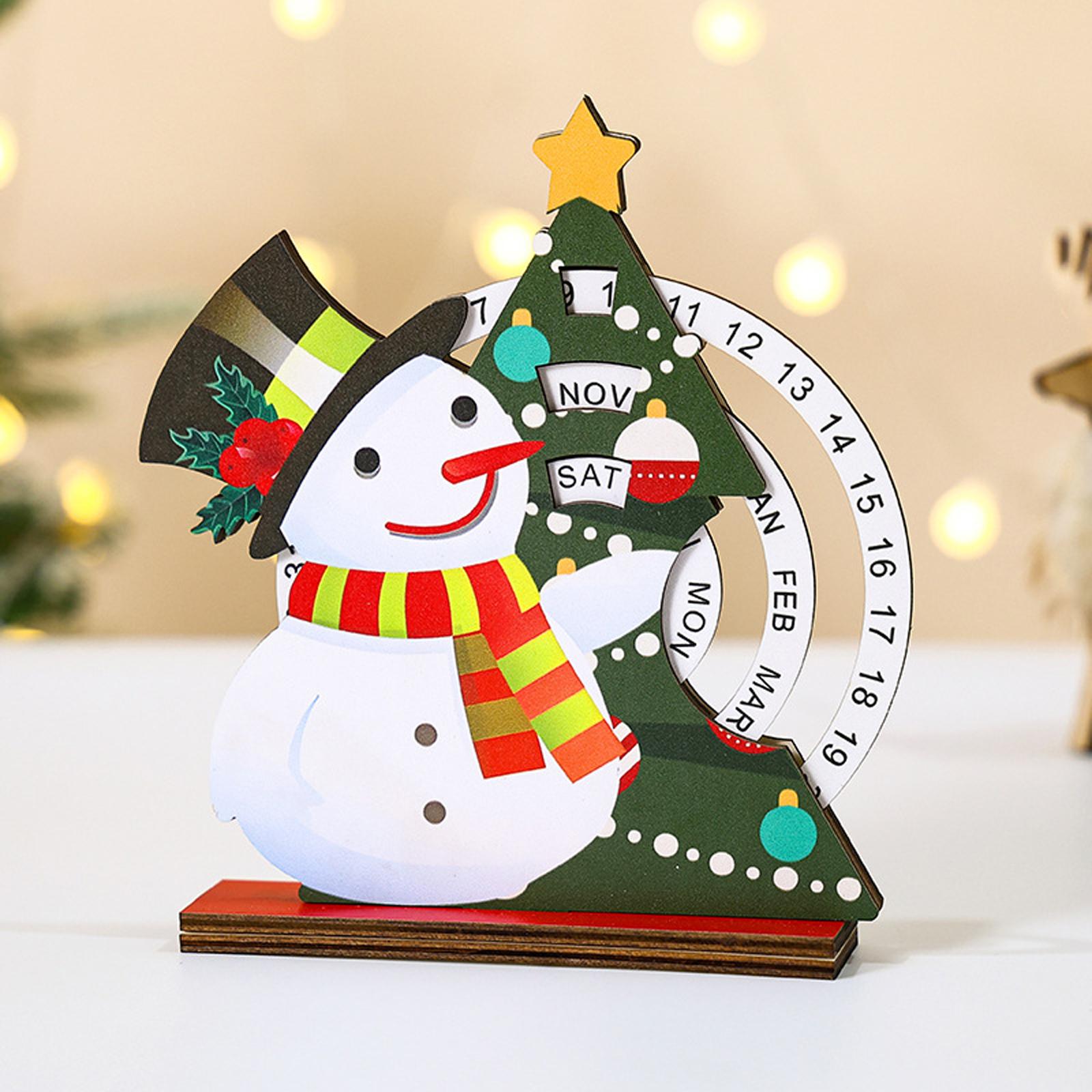 

Christmas Countdown Advent Calendar,Wooden Rotatable Tabletop Calendar Ornament Merry Christmas Sign Xmas Decorations Centerpiece For Home Table One Size