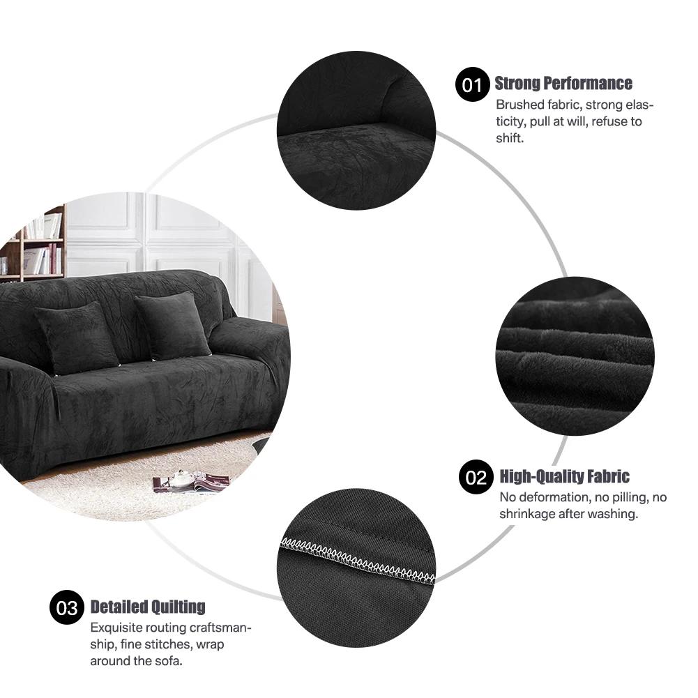 Winter Thick Sofa Covers Soft Velvet Slipcovers Furniture Protector Thick Couch Covers Washable For 1/2/3/4 Seater Living Room