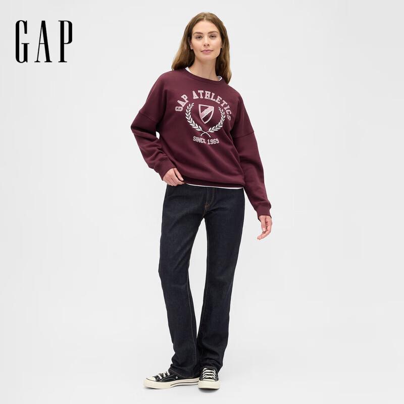 Gap Women's 2025 Fall LOGO Carbon Soft Brushed Fleece Loose Sweatshirt