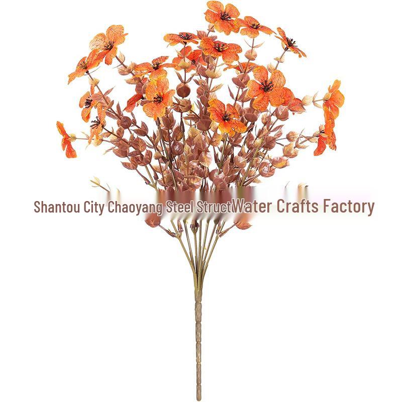 

Autumn Violet 7-Fork Eucalyptus Artificial Silk Flower Decoration червоний/захід