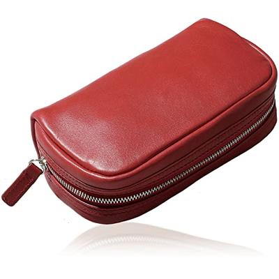 BLUE SINCERE Square Pouch, Genuine Leather, Men's and Women's, Rectangular, Gusseted, Large Capacity, Freestanding, Gadget Case, Makeup Pouch, Leather