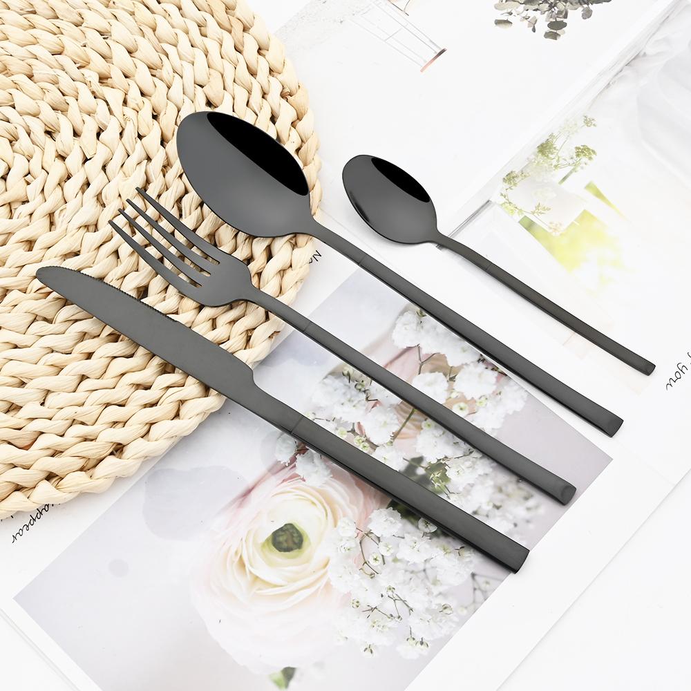 16Pcs Rose Gold Dinnerware Set Knife Fork Coffee Tea Spoon Cutlery Set Stainless Steel Tableware Western Home Kitchen Flatware
