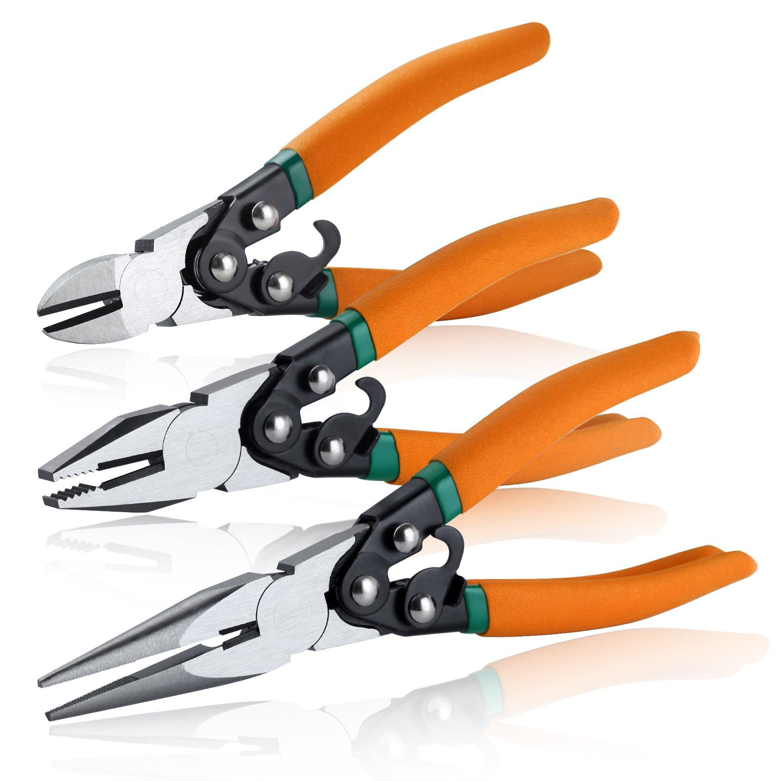 

SPEEDWOX Set of Long Nose Pliers Tool Diagonal Cutting Wire Power Powerful Diagonal Cutting Wire Powerful Nose Home Steel Wire with Spring and Lock