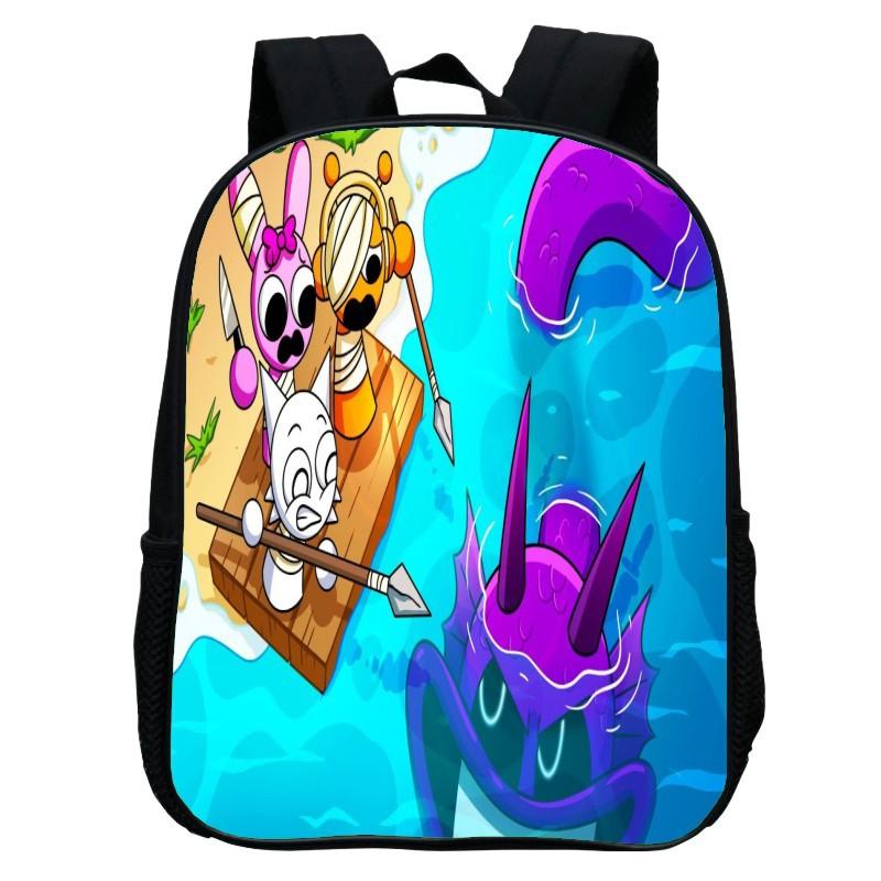 Printed Rhythm Box Kindergarten Bag, Cartoon Sprunki 12-Inch Backpack Lightweight Boys And Girls