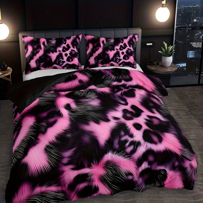 Pink Leopard Abstract Print Duvet Cover Set High-Definition Print Soft Comfortable Light Beige-Friendly Breathable Bedding Quilt