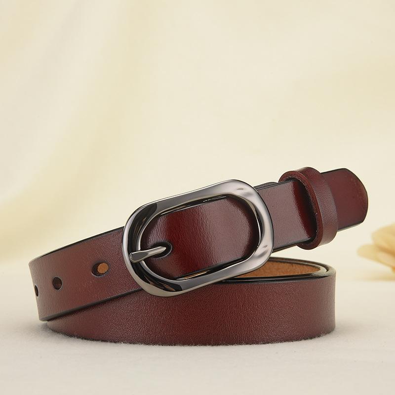 Ladies Cowhide Belt Alloy Pin Buckle Leather Belt Sun Buckle Casual Thin Belt