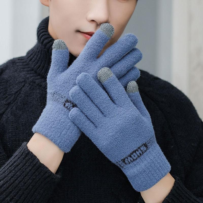 

Мужские зимние теплые перчатки для велоспорта с толстым бархатом и ветрозащитными студенческими перчатками из пряжи. Модные осенне-зимние перчатки для велоспорта с сенсорным экраном. one size