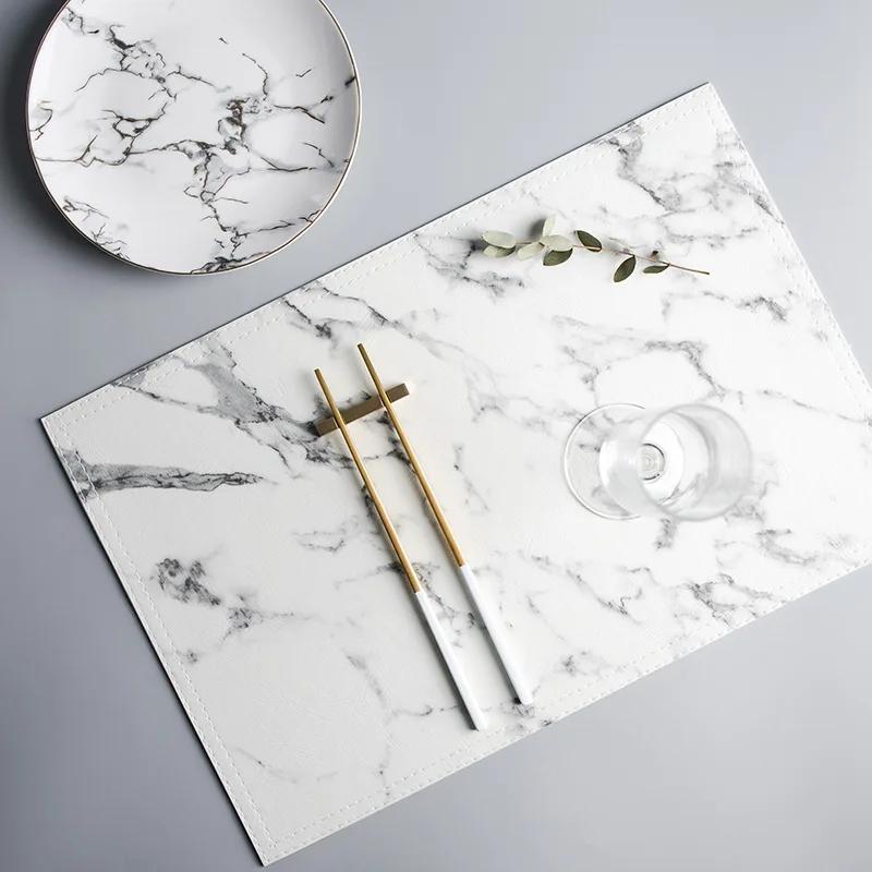 Creative PU Leather Marble Coasters Coffee Coasters Kitchen Placemats Dining Table Black And White Chic Decoration Wholesale