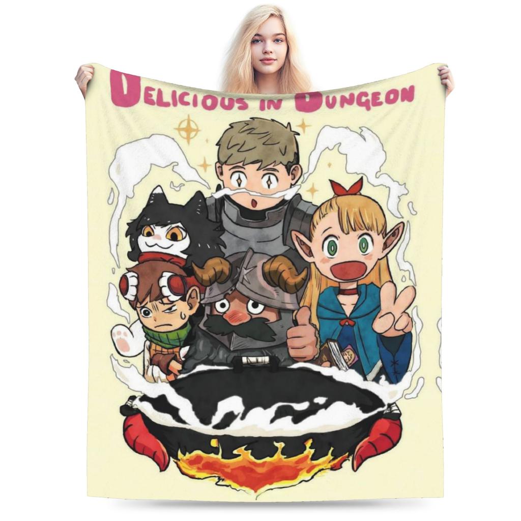 Super Soft Deliciousd in Dungeons Marcille and Senshi Throw Blanket Premium Flannel Bed Blanket Cozy Fluffy Blankets All Season