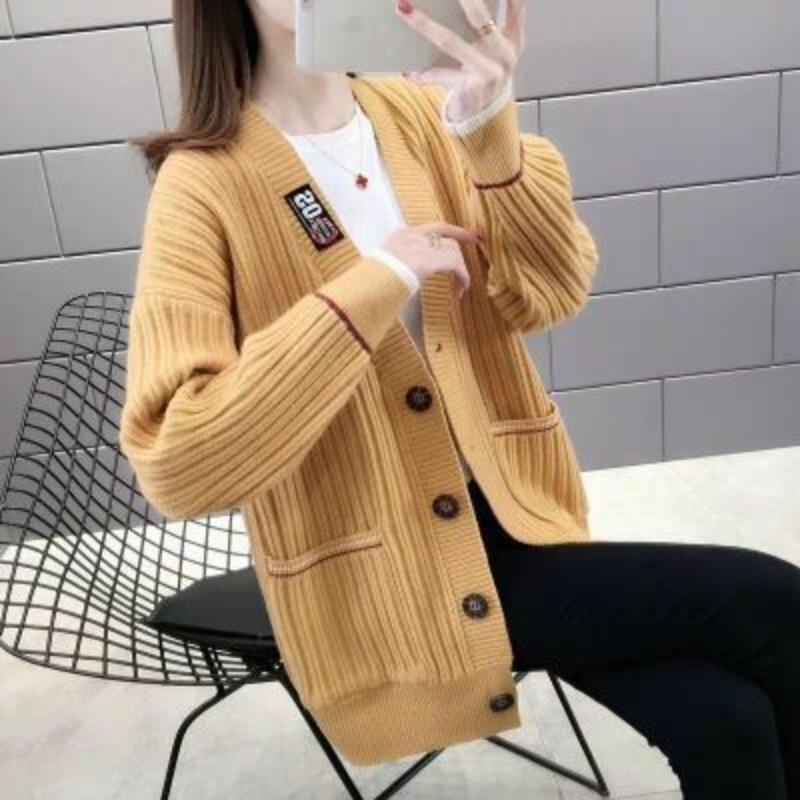 Women's Knitted Cardigan Sweater Loose Top Spring Autumn Winter Women's Fashion Korean Version