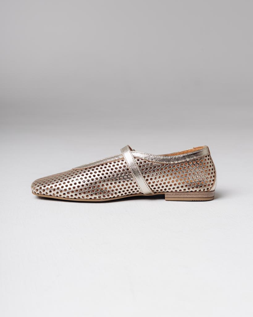 Балетки перфорированные Krula 64003 36 золотистые кожа