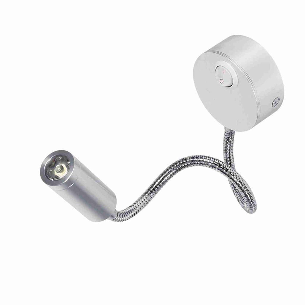 AC85-265V 3W Warm White LED Reading Study Bed Lamp With Gooseneck OFF/ON Switch(3W Warm White)