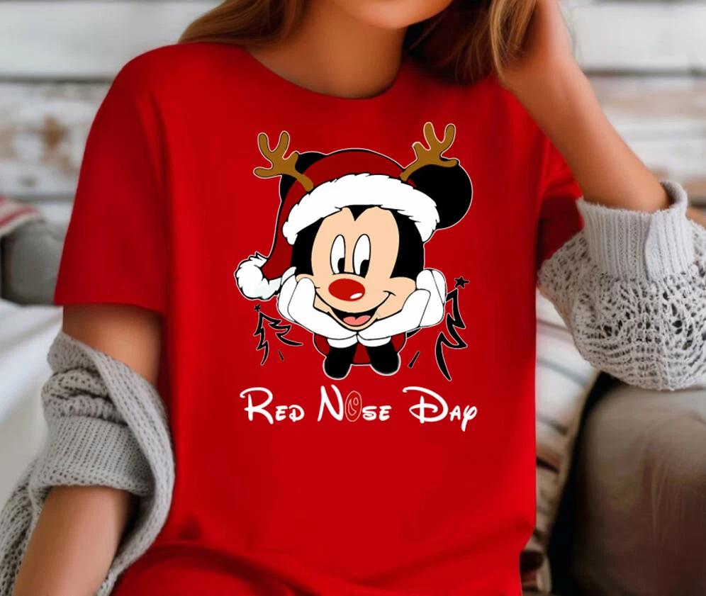 Custom printed tshirt uk ,2025 Red nose day kids comic t-shirt ,REd Mickey mouse XL