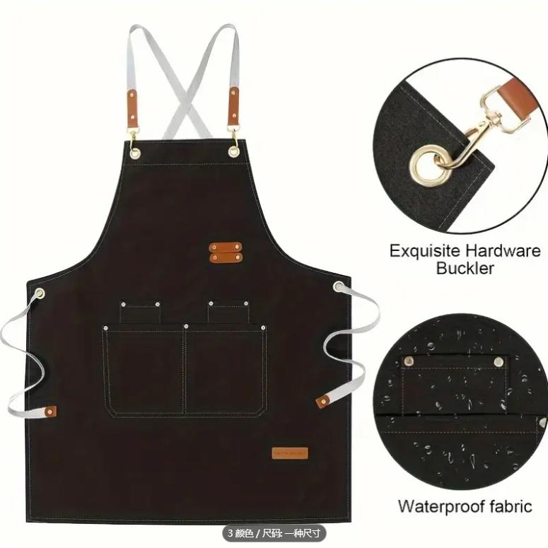 Multi Functional Canvas High-end Restaurant Apron with Multiple Pockets, Perfect for Cafes, Restaurants, and Fashionable Waist Workwear
