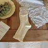 Ladies Fall Versatile Solid Color Stereo Bubble Border Lace Boneless White Socks