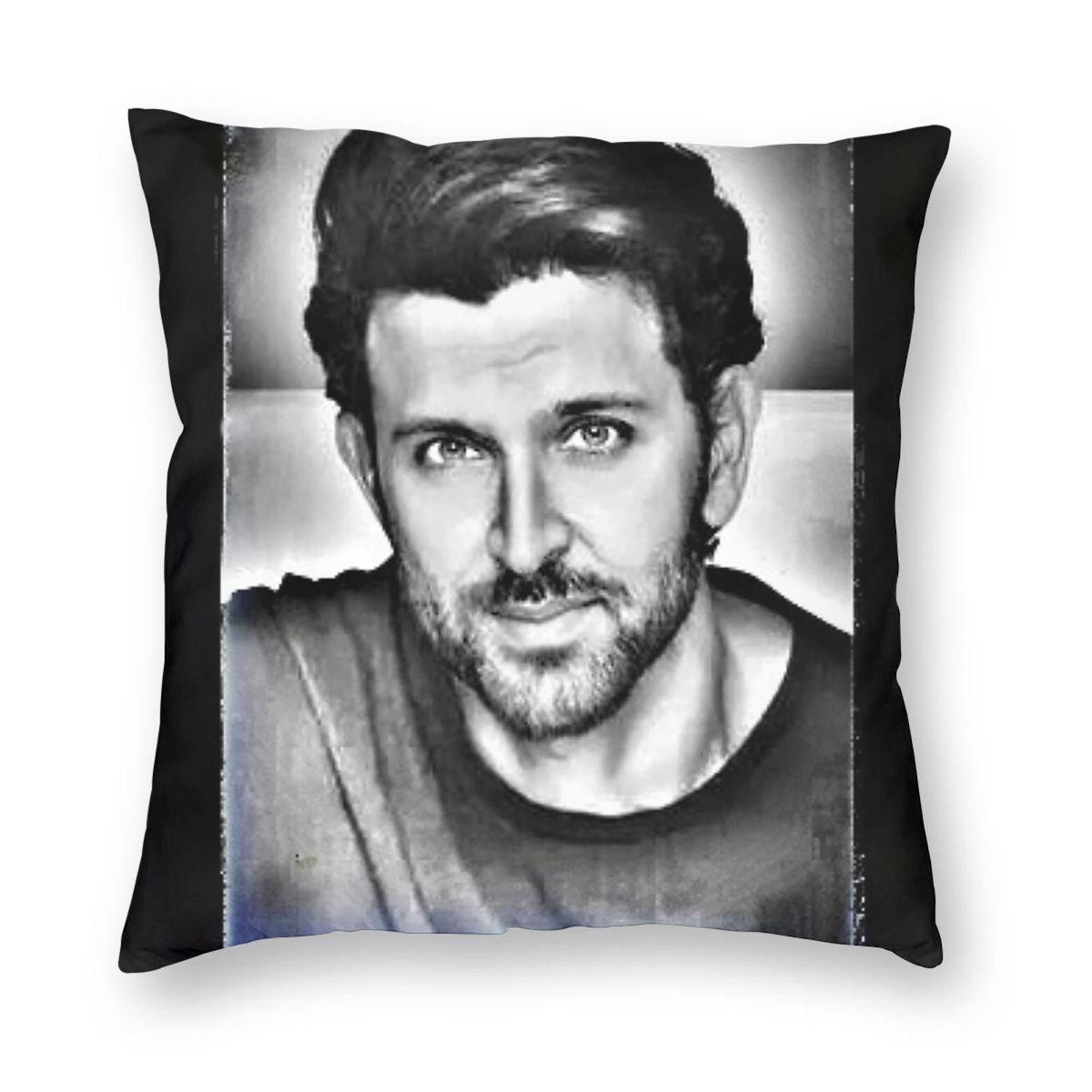 Hrithik Roshan Actor Square Pillowcase Polyester Linen Velvet Pattern Zip Decor Home Cushion Cover Peach skin 18*18(CM)-1Pcs