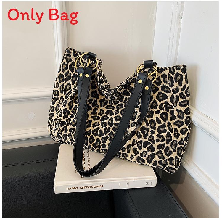 Pu Leopard Print Tote Bag For Streetwear Women With Zipper Closure