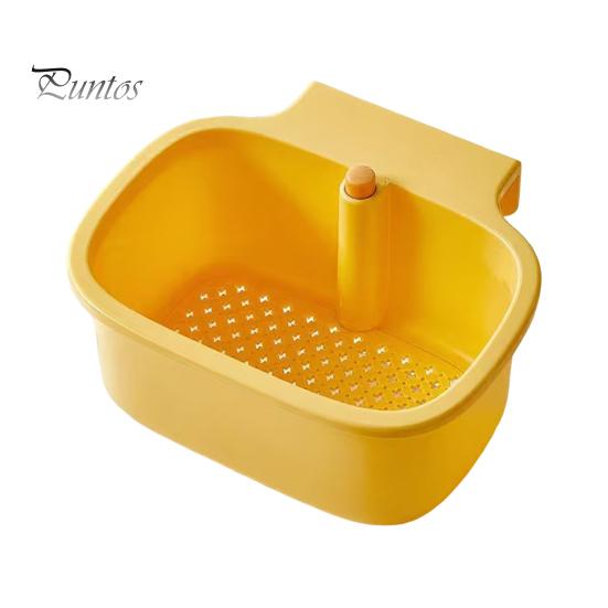 Fruit Draining Basket for Sink Hanging Strainer Basket, One-Press Food Waste Catcher, Anti Clogging Durable ABS Stainless Steel Filter, Practical