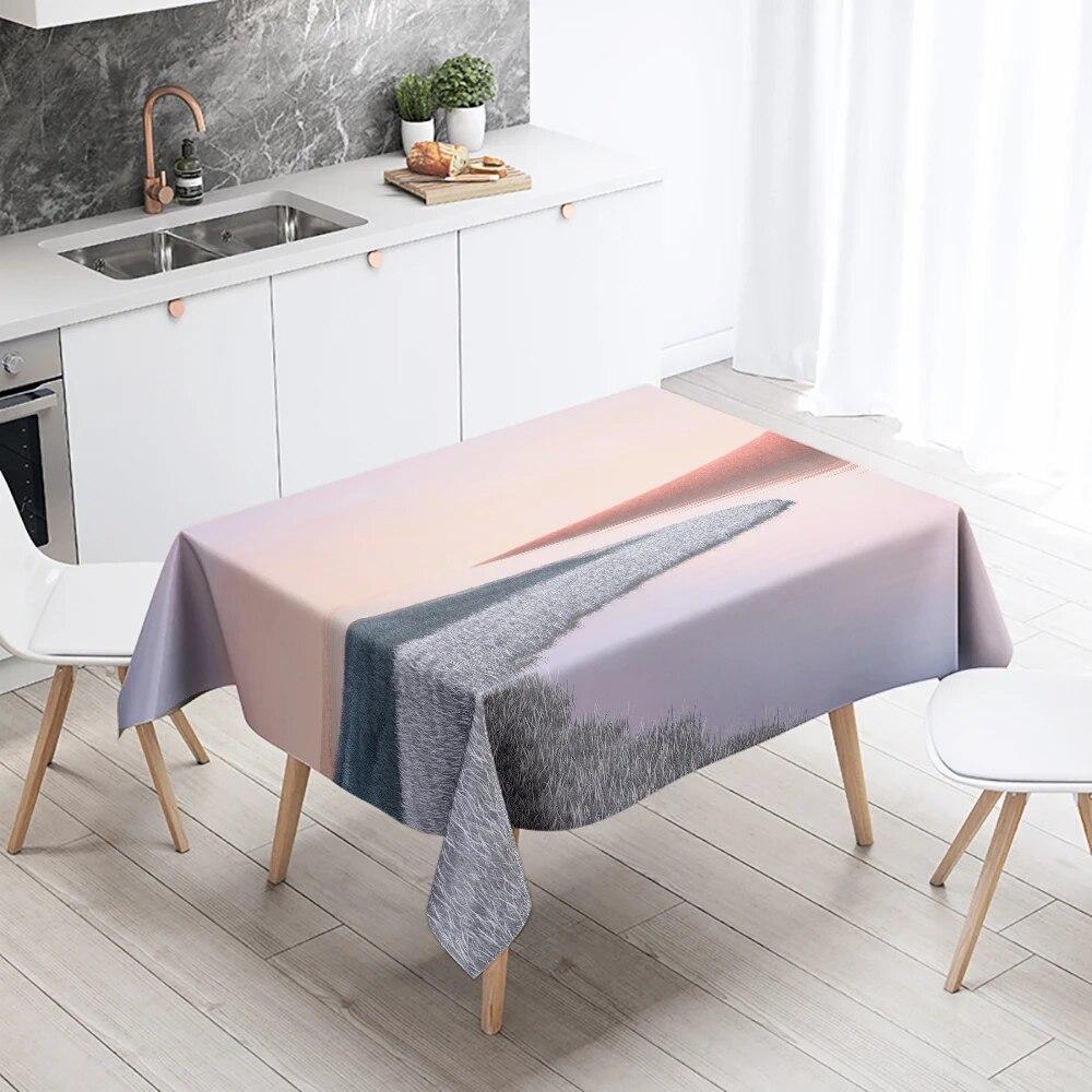 Landscape Tablecloth Natural Scenery  Anti-fouling and Waterproof Rectangular Kitchen Dining Table Home Decoration