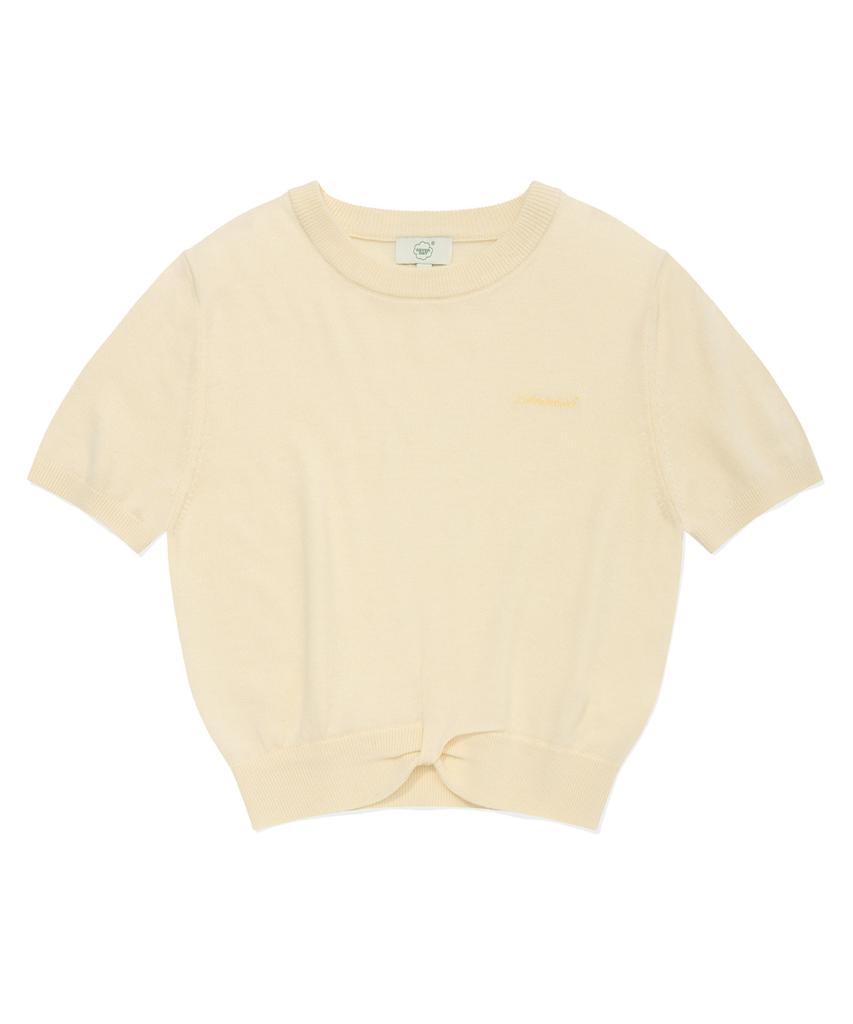 COVERNAT WOMAN Twist Wool Short Sleeve Knit Ivory