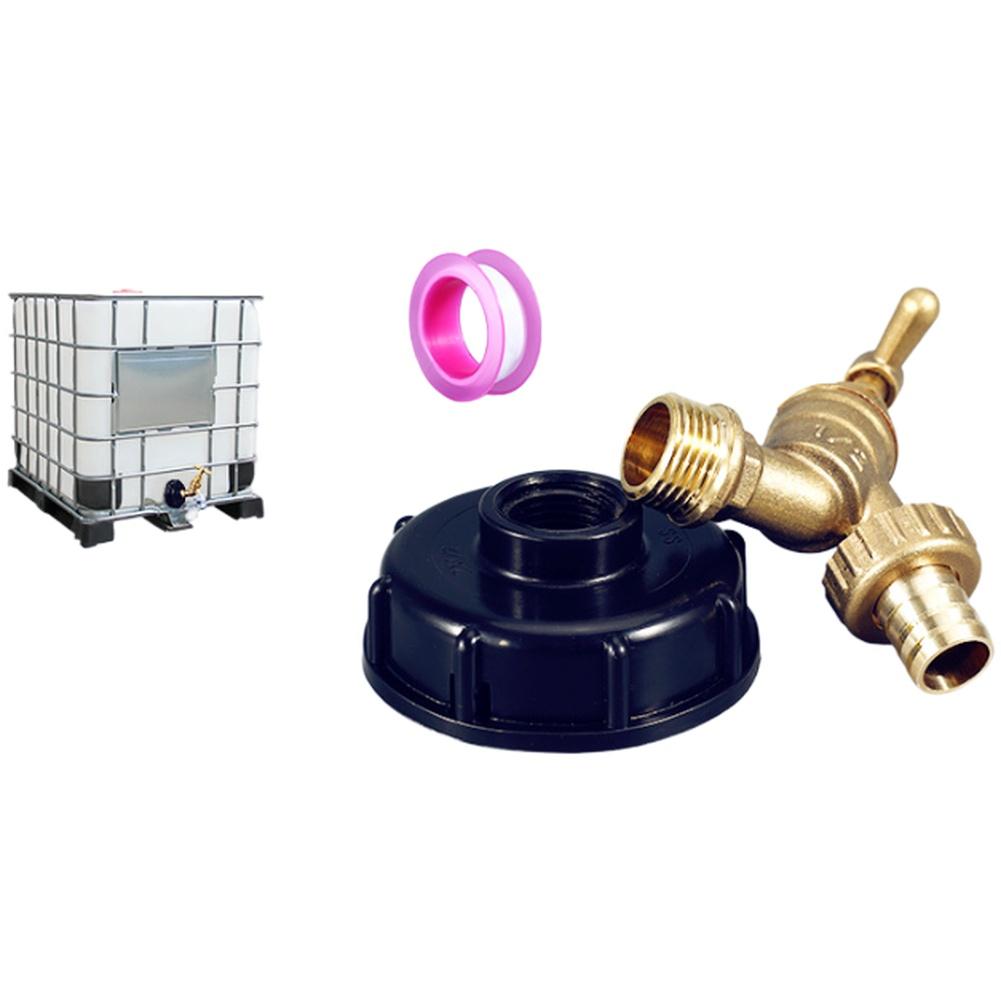 Brass 1/2 inch IBC Tap Valve Accessory for Water Dispensing Compatible with Various Buckets Outdoor Faucet Spout and Adapter Cap