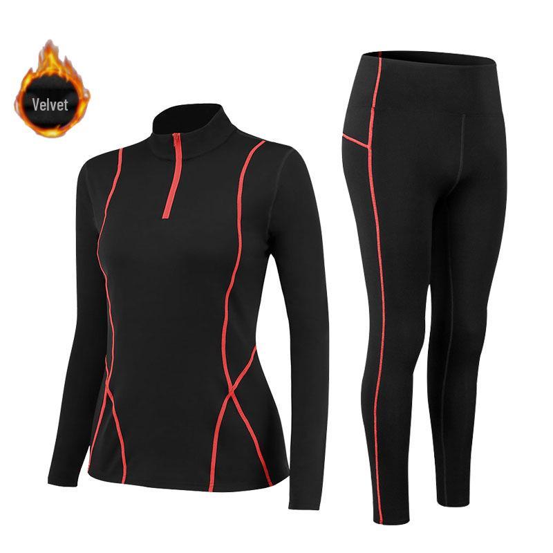 Women's Fleece-Lined Long-Sleeve Yoga Set: Warm, Slim-Fit Half-Zip Sweatshirt for Autumn & Winter Fitness