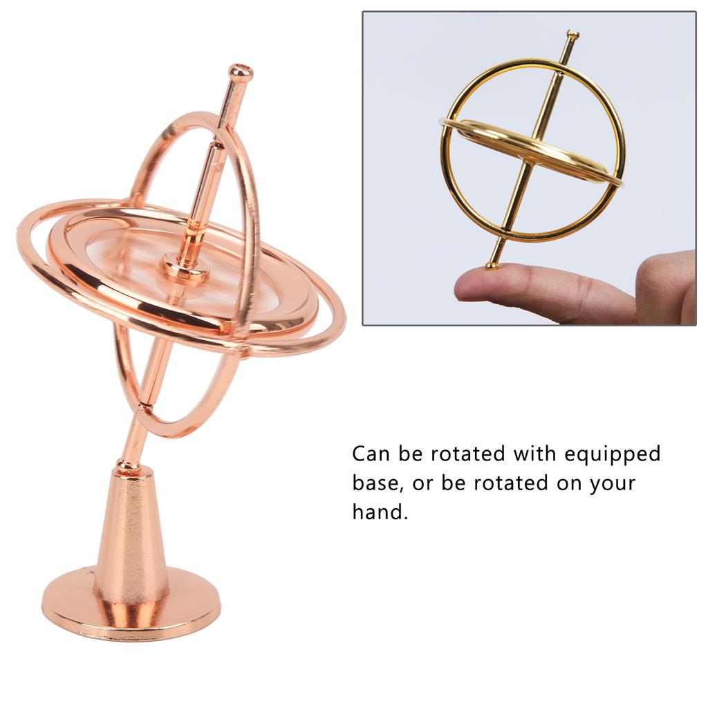 Metal Gyroscope Bracket Gyroscope Decompression Toy Mini Balance Spinning Top Artifact Rose Gold
