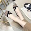 Fashion Shoes for Women Polka Dots Low Heel Woman Mules Slippers Mesh Pointed Toe Sexy Slides Waterproof Summer 2025 Trend Price Sandals