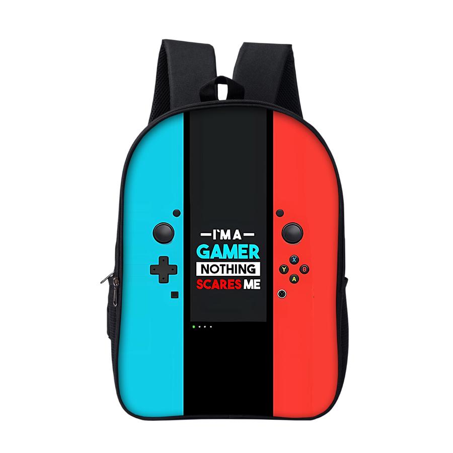 16,5-inch Gaming Console Rugzak met Koptelefoonaansluiting voor Jongens/Meisjes Beste Cadeaus 2D Platte Cartoon Schooltas voor Kinderen Boekentas red