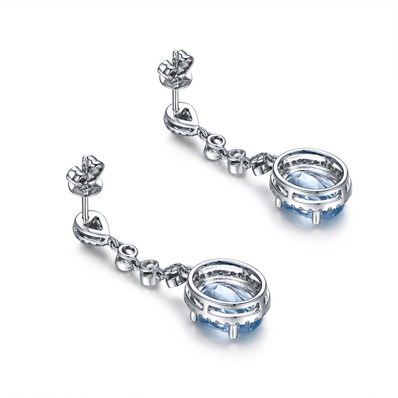 Natural Aquamarine Drop Earrings for Women Sterling Silver 925 Timeless Design Delicate Female Jewelry Wedding Luxury Earrings