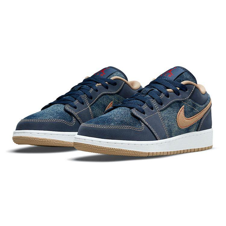 Air Jordan 1 Low SE GS Denim Kinder Sneaker Blau Midnight-Navy Musselin DM4692-400