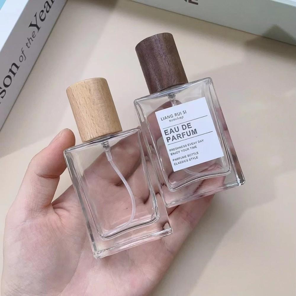 Square Shape Glass Perfume Bottle 30ml Cosmetic Container Portable Refillable Atomizer
