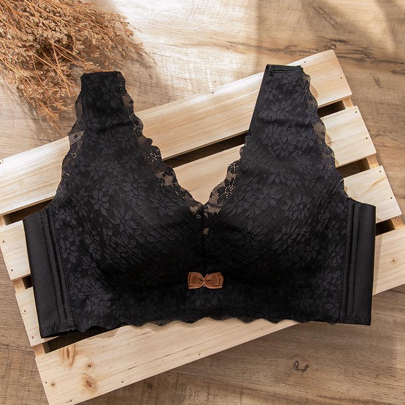October Follows Spring and Summer Natal Year Bra Thin Large Size Without Steel Ring Lace Large Chest Small Bra