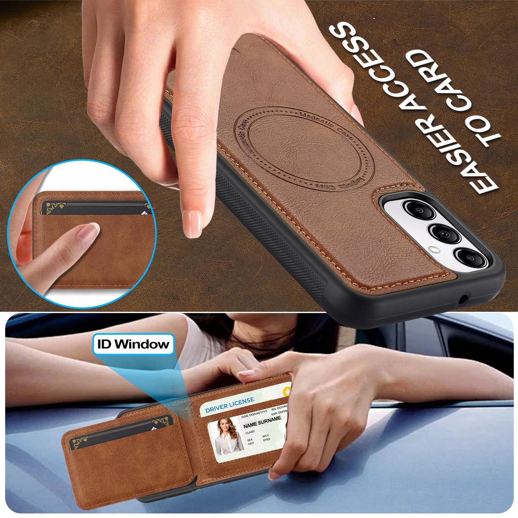 For Samsung Galaxy A34 5G Magnetic Case Detachable Card Holder Leather+TPU Mobile Cover