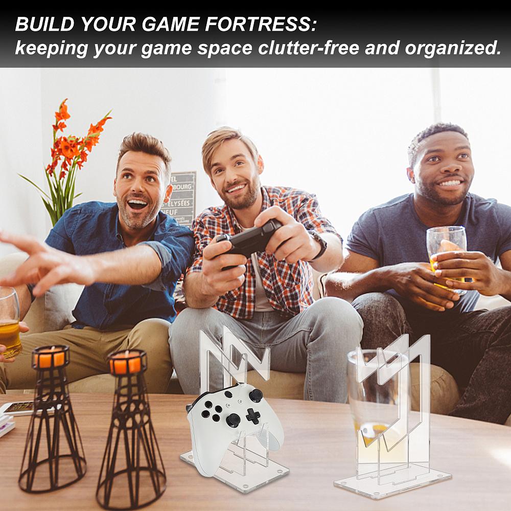 1set 2-Tier Transparent Acrylic Game Controller Display Stand Holders Controllers Desktop Organizer Stands Clear 9~19.5x9~13.9x0.45~0.75cm