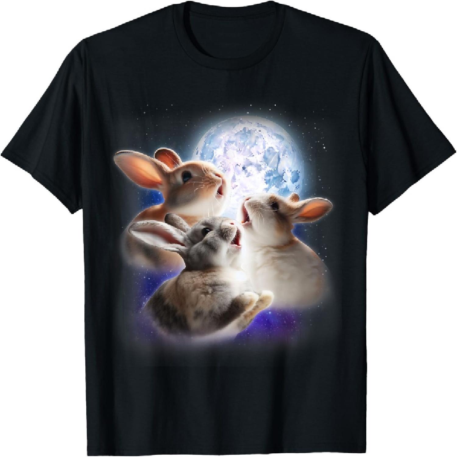 

3 Bunnies Howling At The Moon Funny Rabbit Bunny Lover Kids T-Shirt XXXXXL різнокольоровий