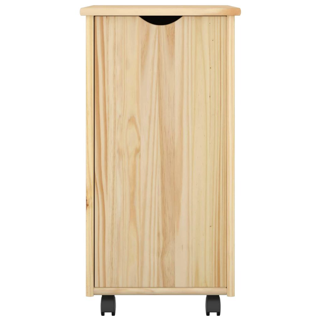 Mobile Storage Cabinet in Brown 34 x 39 x 65.5 cm Solid Pine Wood