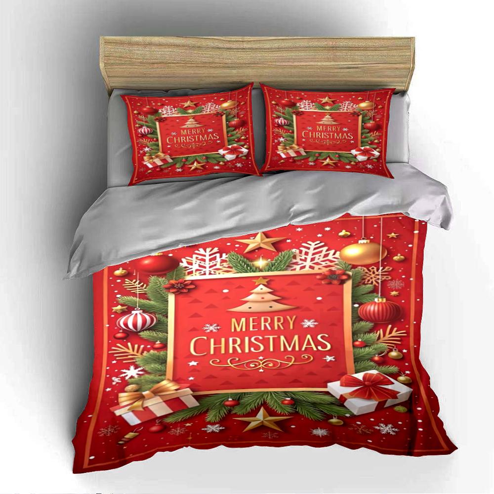 Christmas Themed Patchwork Bedding Set Bedding set (1 duvet cover, 2 pillowcases, duvet not included)