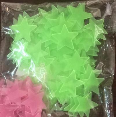 New Style Colorful Glow In The Dark Luminous Stars Plastic Wall Stickers Murals Decals for Home Decor Ceiling Wall Decorate