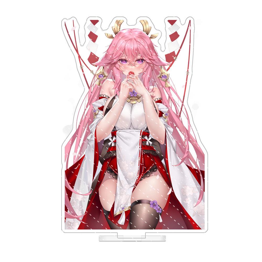 Anime Game Character Acrylic Standee: Keqing, Ningguang, Sucrose, Yae Figurine Gift.