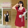 Large Size Women's Clothing Pure Desire Spice Girl U-neck Waist Pinch Dress Summer New Thin A-shaped Dress 232256