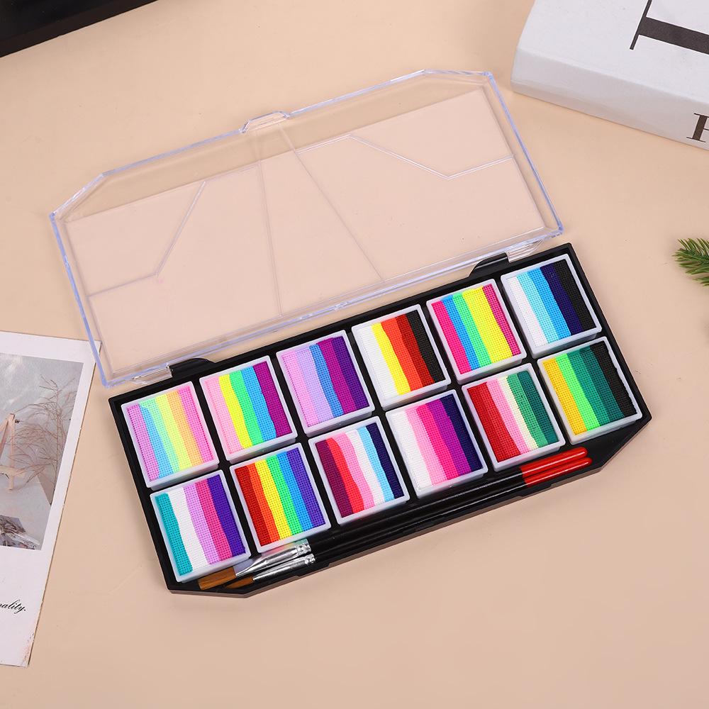 MengHui 12-Color Kids' Face Paint Set - Water-Soluble Body & Stage Makeup