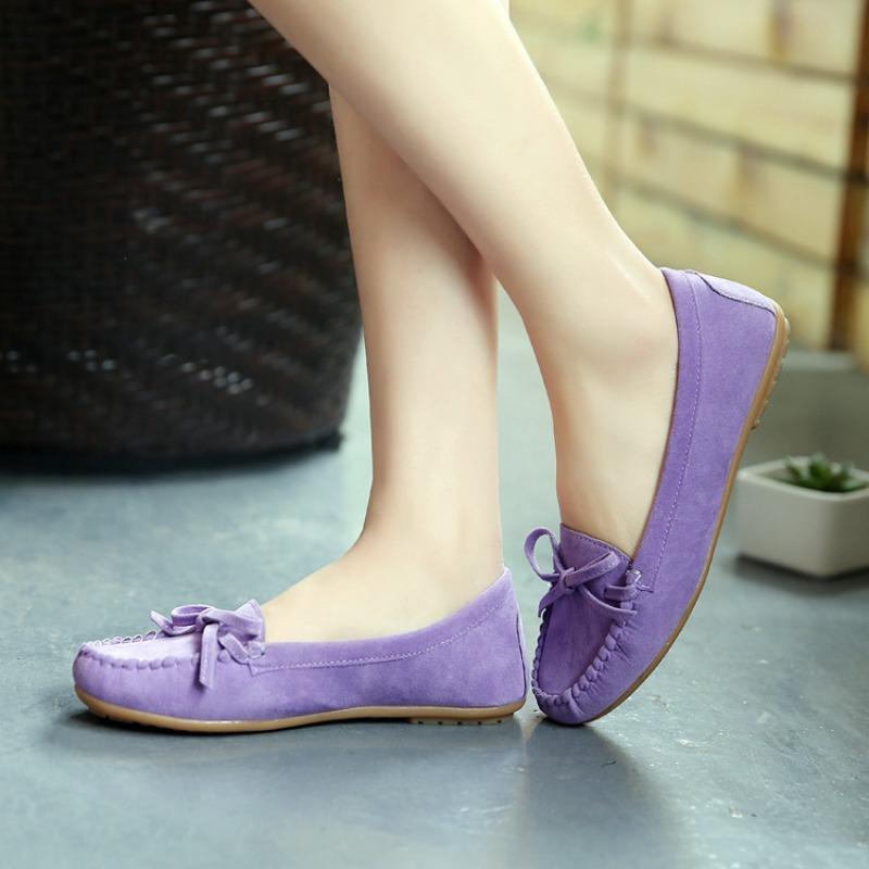 Spring and Autumn New Bow Tassel Soft Sole Flat Bottom Low Top Single Shoes Round Head Doudou Shoes Maternity Women's Shoes
