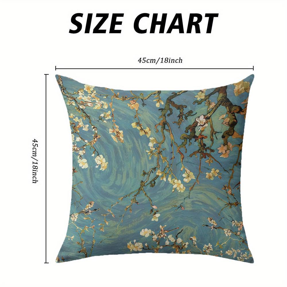 Van Gogh Almond Blossoms square Jacquard Pillow Cover for Sofa Office Waist Cushion Cover Home Decorative Pillowcase