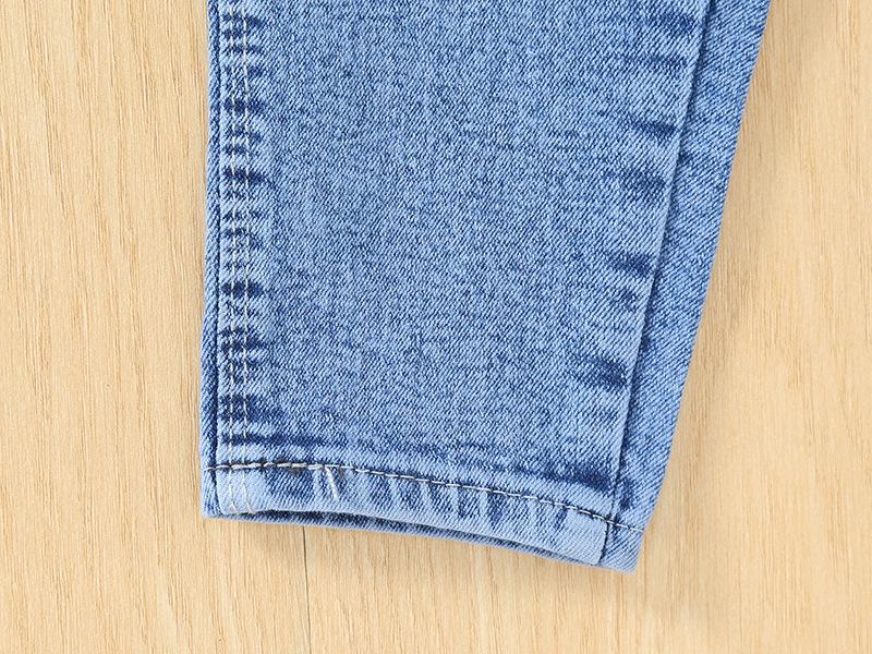 Jeans droits Printemps/Automne 2025 Filles & Garçons - Style Délavé pour Enfants Moyens & Grands