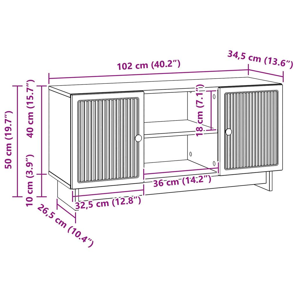 TV Stand 102 x 34.5 x 50 cm Grey Sonoma Particleboard